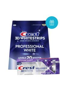 Crest PROFESSIONAL WHITE fogfehérítő matrica + BRILLIANCE Luminous PURPLE fehérítő fogkrém Crest PROFESSIONAL WHITE fogfehérítő matrica + BRILLIANCE Luminous PURPLE fehérítő fogkrém